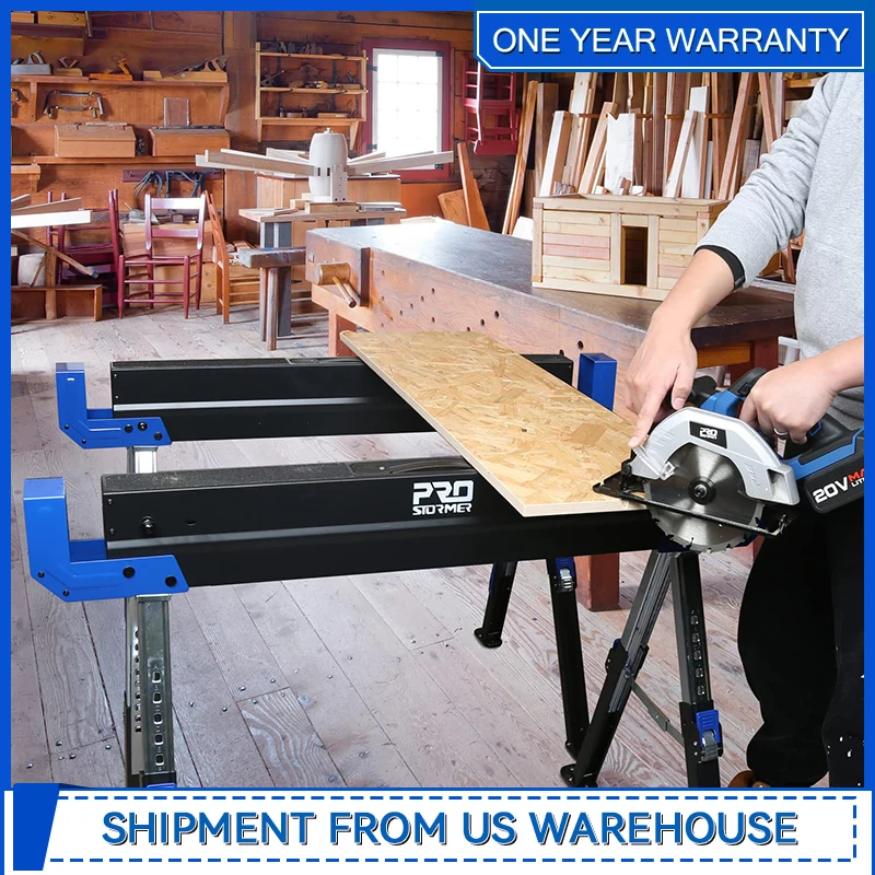 Prostormer Saw Horses 2 Pack Folding Portable Heavy Duty Sawhorse PairAdjustable Legs for Home, Garage, and DIY Projects