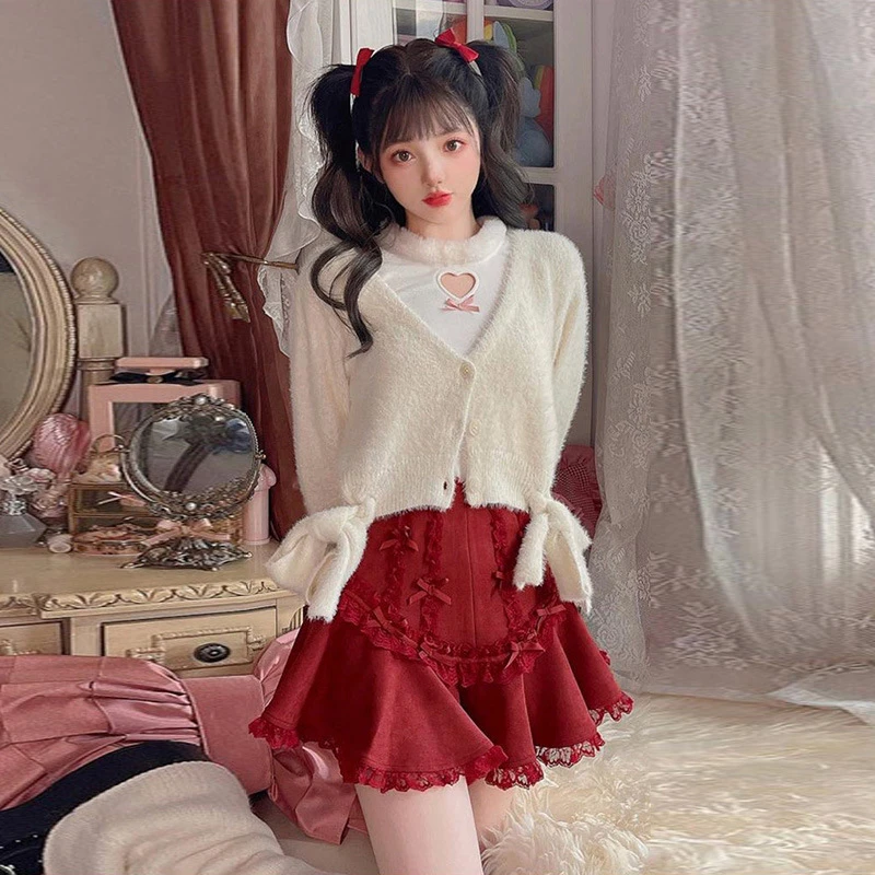 skirt top Dark wind 2022 European and American spring and summer new skirts Solid color sexy lace short skirt women's clothing crop top with skirt