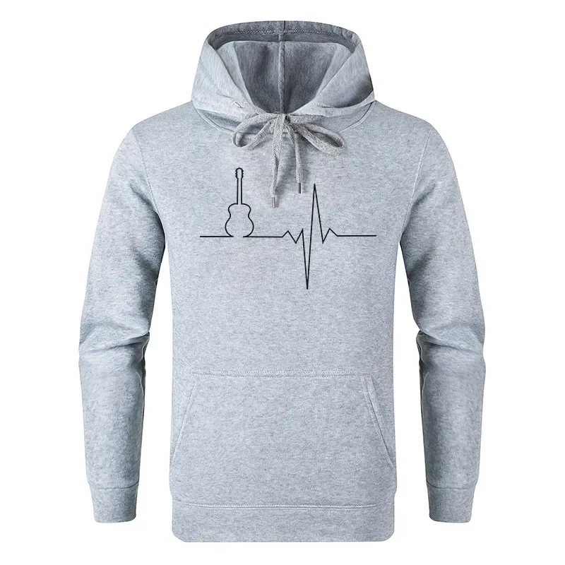 

Men's New Music Symbol Guitar Pattern Printing Fashion Casual Long Sleeve Hooded Loose Plus Size Pullover Street Sweatshirt