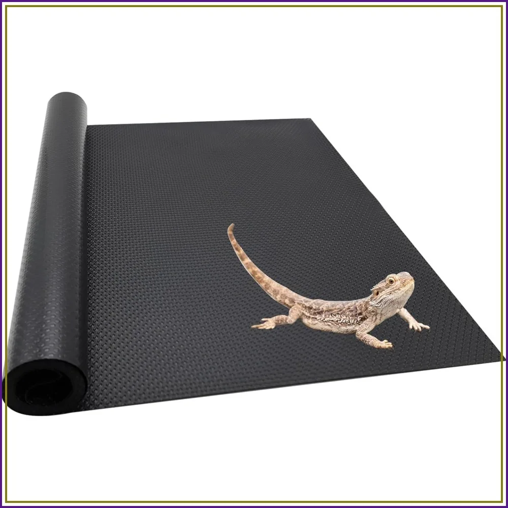 Reptile Carpet Bedding 17.7×78.7in Cuttable Terrarium Liner for Bearded Dragon, Leopard Gecko, Snake, Tortoise, Black