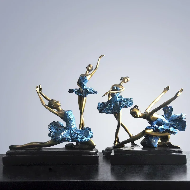 

European Ballet Girl Character Resin Ornaments Home Livingroom Desktop Sculpture Crafts Store Coffee Table Figurines Decoration