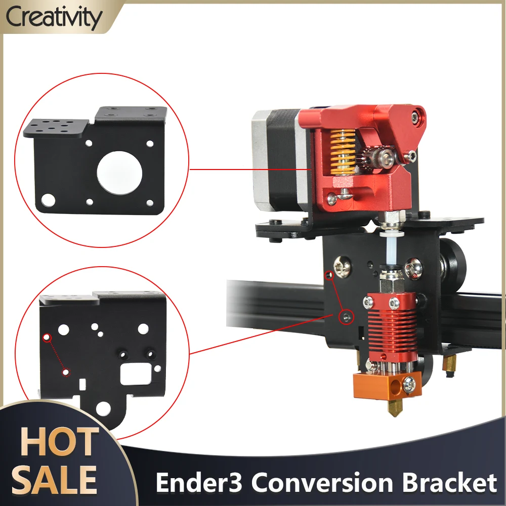 3D Printer Parts Ender 3 Direct Drive Upgrade Kit Aluminum Sheet Metal Conversion Bracket for Dual Gear/Bowden/TITAN Extruder titan aero direct extruder motor fixed seat nema 17 stepper motor support bracket mounts stand for prusa i3 mk2 titan 3d printer