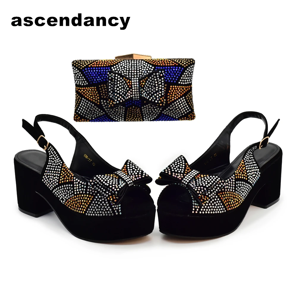 

Italian Shoes and Bags Matching Set Wedges Shoes for Women Ladies Shoes with Matching Bag Set Nigerian for Party Platform Shoes