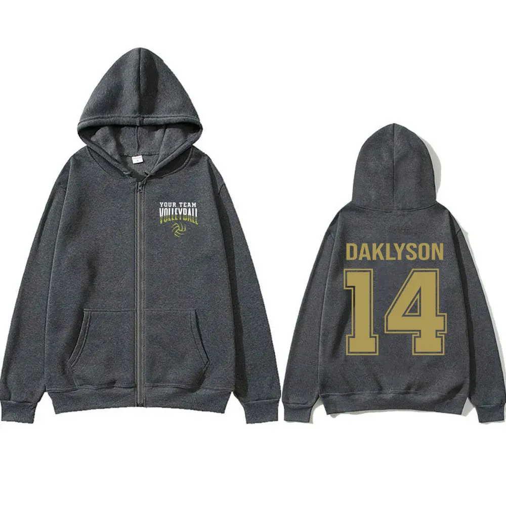 Your Team Volleyball Daklson 14 Zipper Hoodie Men Women Casual Oversized Zip Up Jacket Male Vintage Streetwear Sports Hoodies