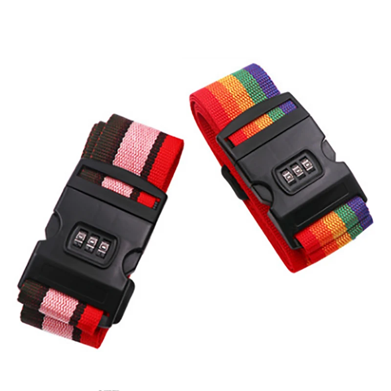 High Quality 2M Rainbow Password Lock Packing Luggage Bag with Luggage Strap 3 Digits Password Lock Buckle Strap Baggage Belts