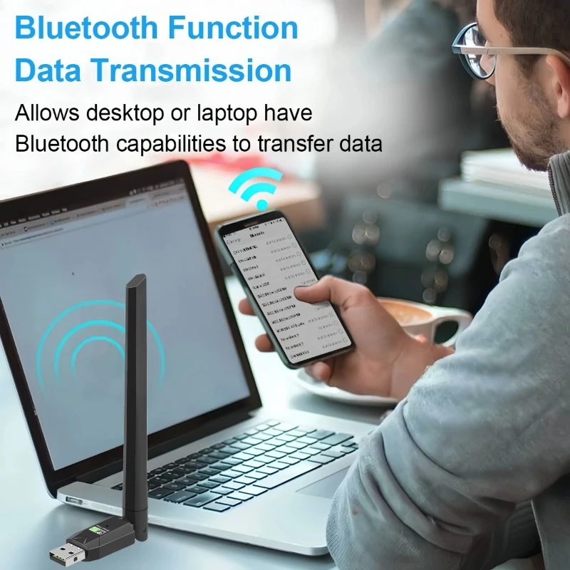Usb Bluetooth 5.0 Adaptador ac Wifi 600mbps em pc bt Wifi5 2.4g 5g 5dbi Dongle sem Fio Receptor para Win7 10 11 - Imagem 4