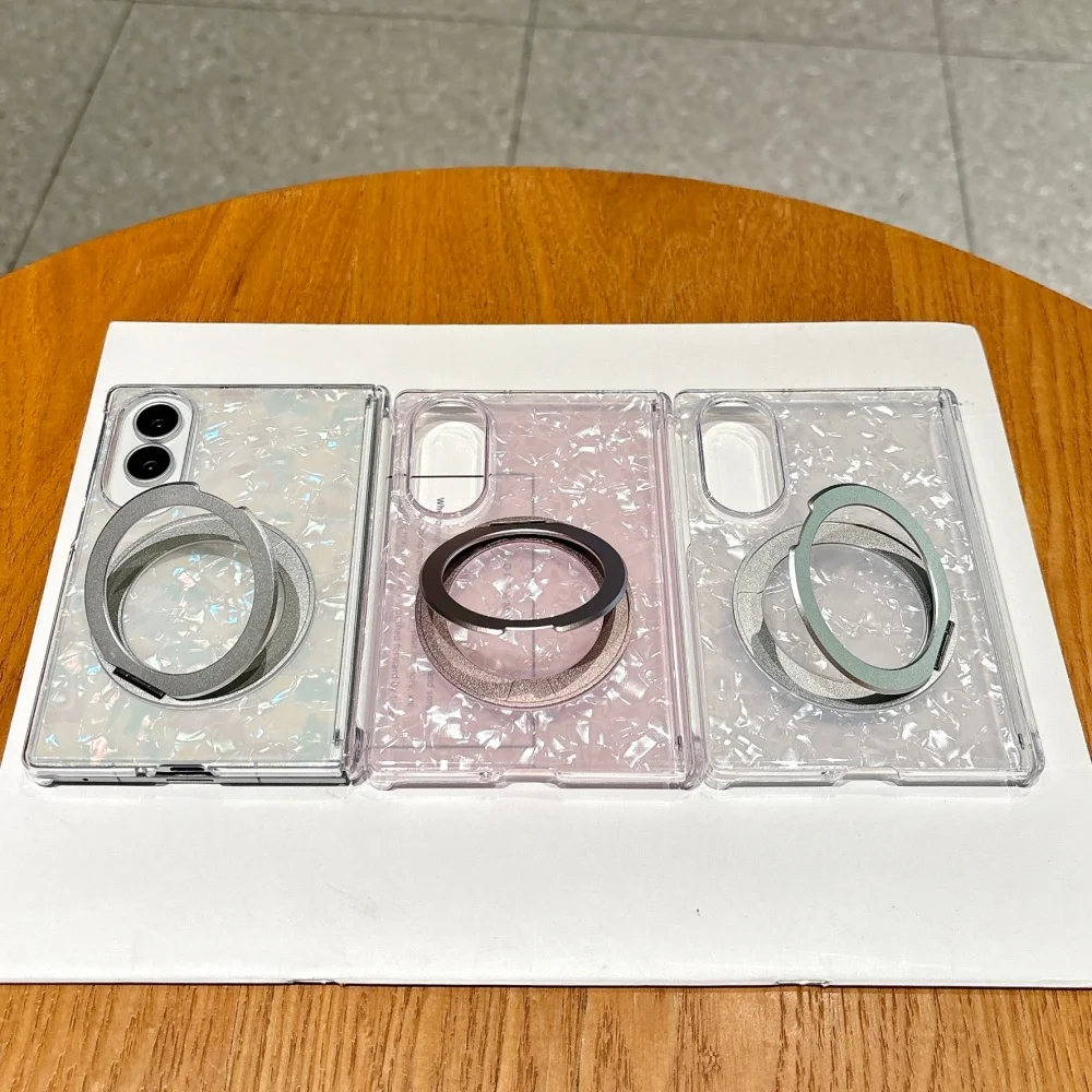 MagSafe 360° Rotating Bracket Case with Stylish Shell Pattern Cover