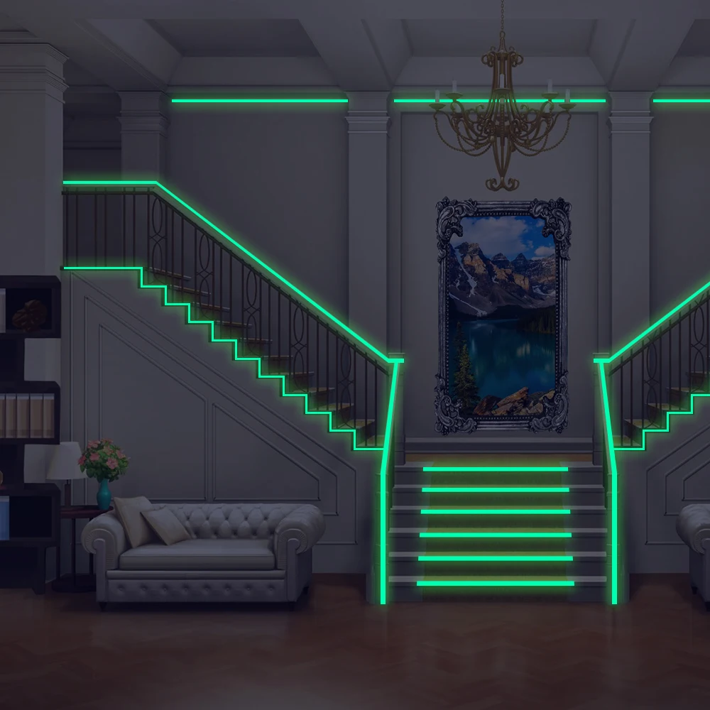 1/5PCS Glow In Dark Self Adhesive Roll Glowing Tape PVC Waterproof Safety Warning Tape Green Glow 1.5CMX3M