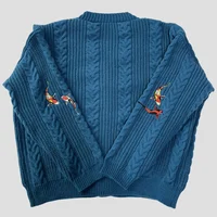 Koi Fish Cardigan Women Vintage Style Koi Carp Embroidery Sweater Female Autumn Winter Turquoise Knitted Cardigans Tops Y2k Girl 2