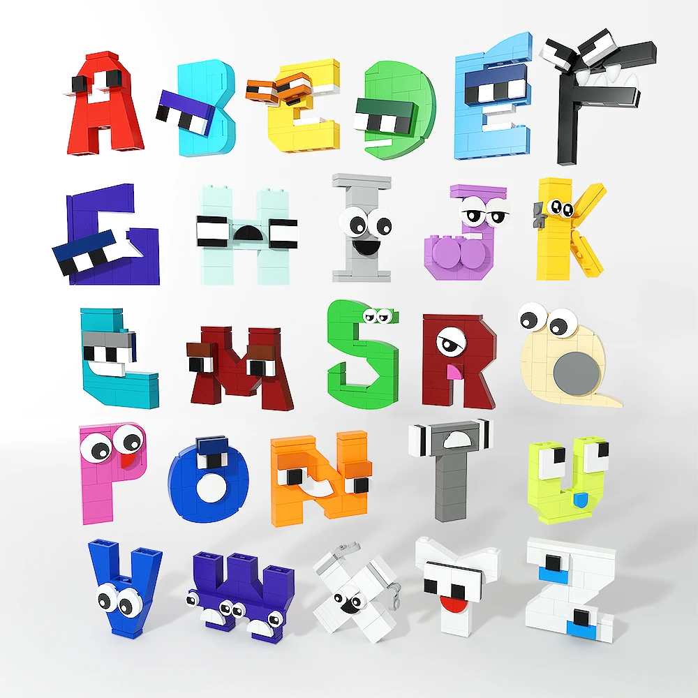 

Build Moc 26 Pcs Style English Lowercase Letters Alphabet Building Blocks Set Education Lore (A-Z) Bricks For Children Gifts