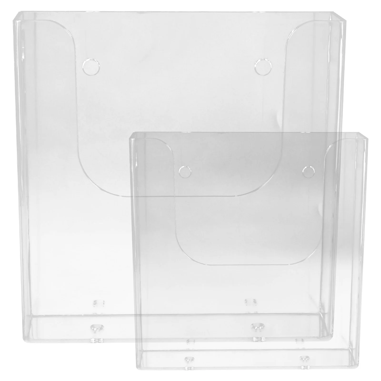 2 Pcs Wall Mounted Flyer Holder Magazine Holders Paper Display Stand Card Rack Literature Brochure Clear Acrylic