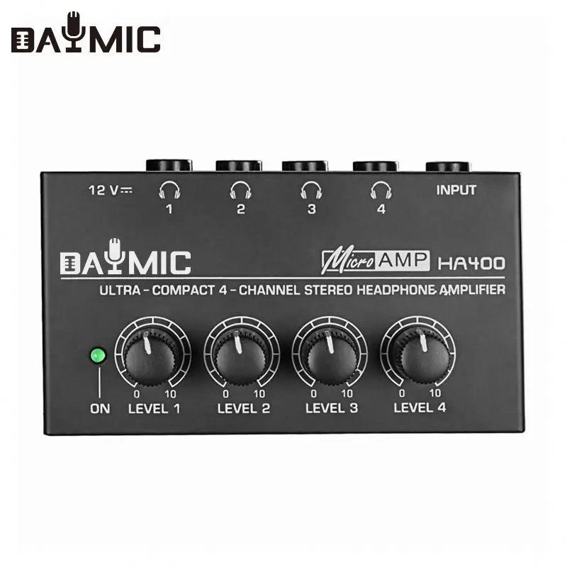 

AOSHEN HA400 Professional Mini 4 Channel Monitor Headphone Amplifier Headphone Amp Equipped With 12V DC Adapter