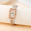 fashion elegant rectangle dial steel band women quartz watch 3