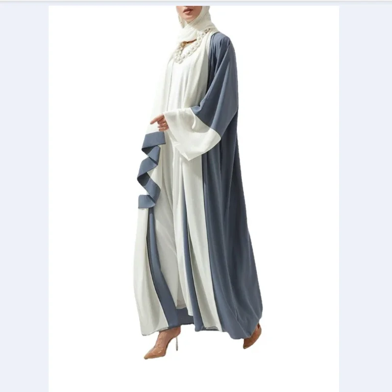 Muslim Mid-Length Dubai Abaya Clothing Sunscreen Stitching Cardigan Djellaba Foreign Trade Long Dubai abaya dress abayat