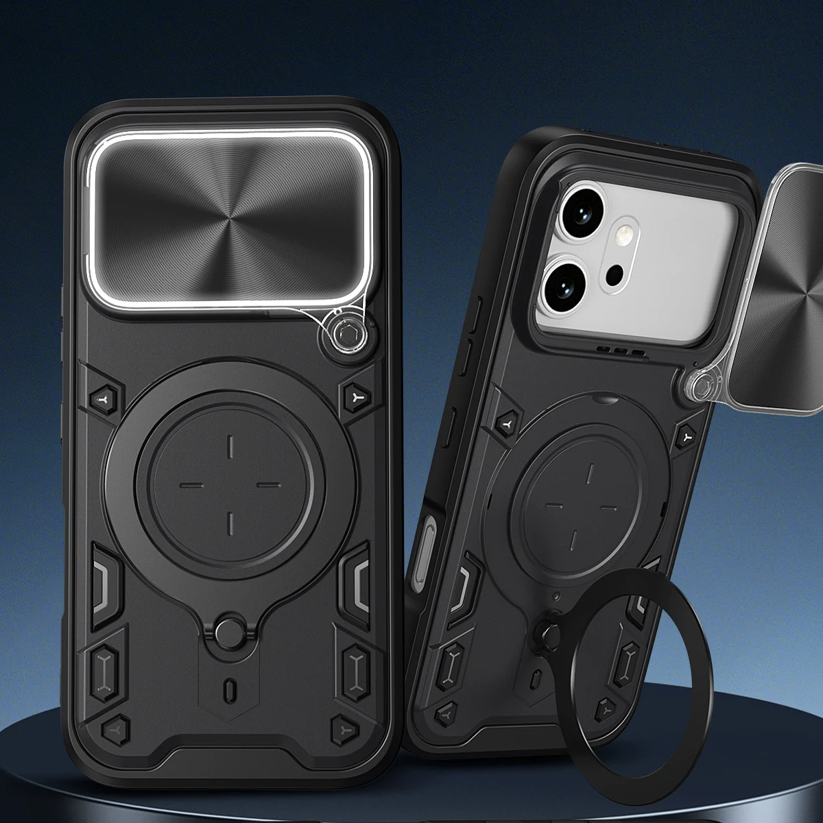Ultimate Slide Camera Lens Protection Phone Case with Magnetic Ring Holder - Shockproof & Stylish