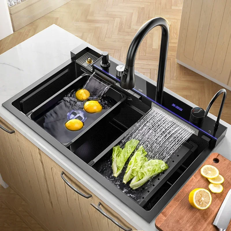 Smart Creative Kitchen Sinks for Apartments Modern Metal Multi-functional Sinks Luxury Household Kitchen for Rental Houses