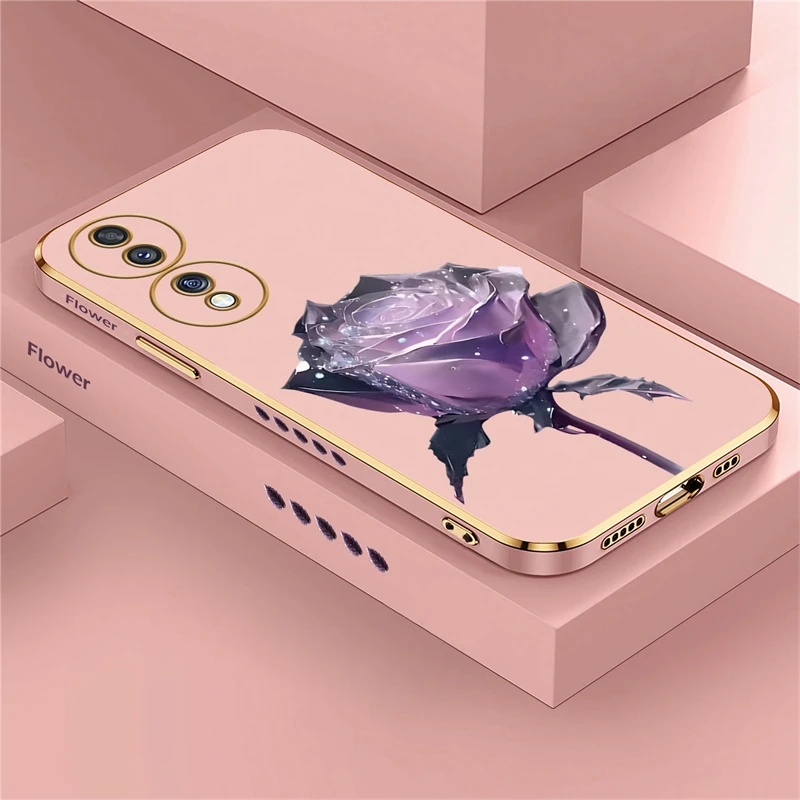 Luxury Plating Silicone Flower Shockproof Phone Case Cover