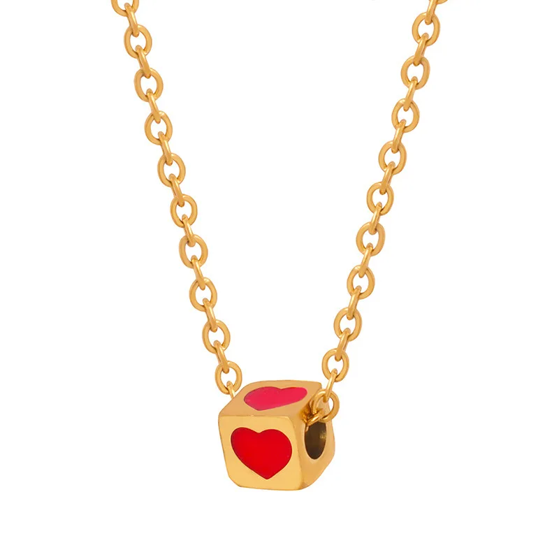 MarkaSquarePendantNecklaceWomensRedHeartAccessoriesStainless