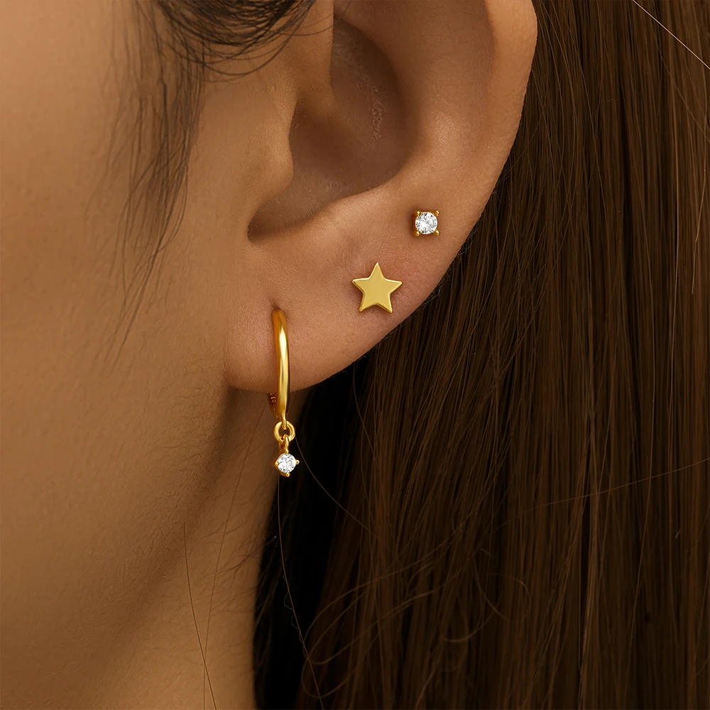 LENNIK-925-Sterling-Silver-3PCS-Star-Zircon-Earrings-Women-s-Fashion ...