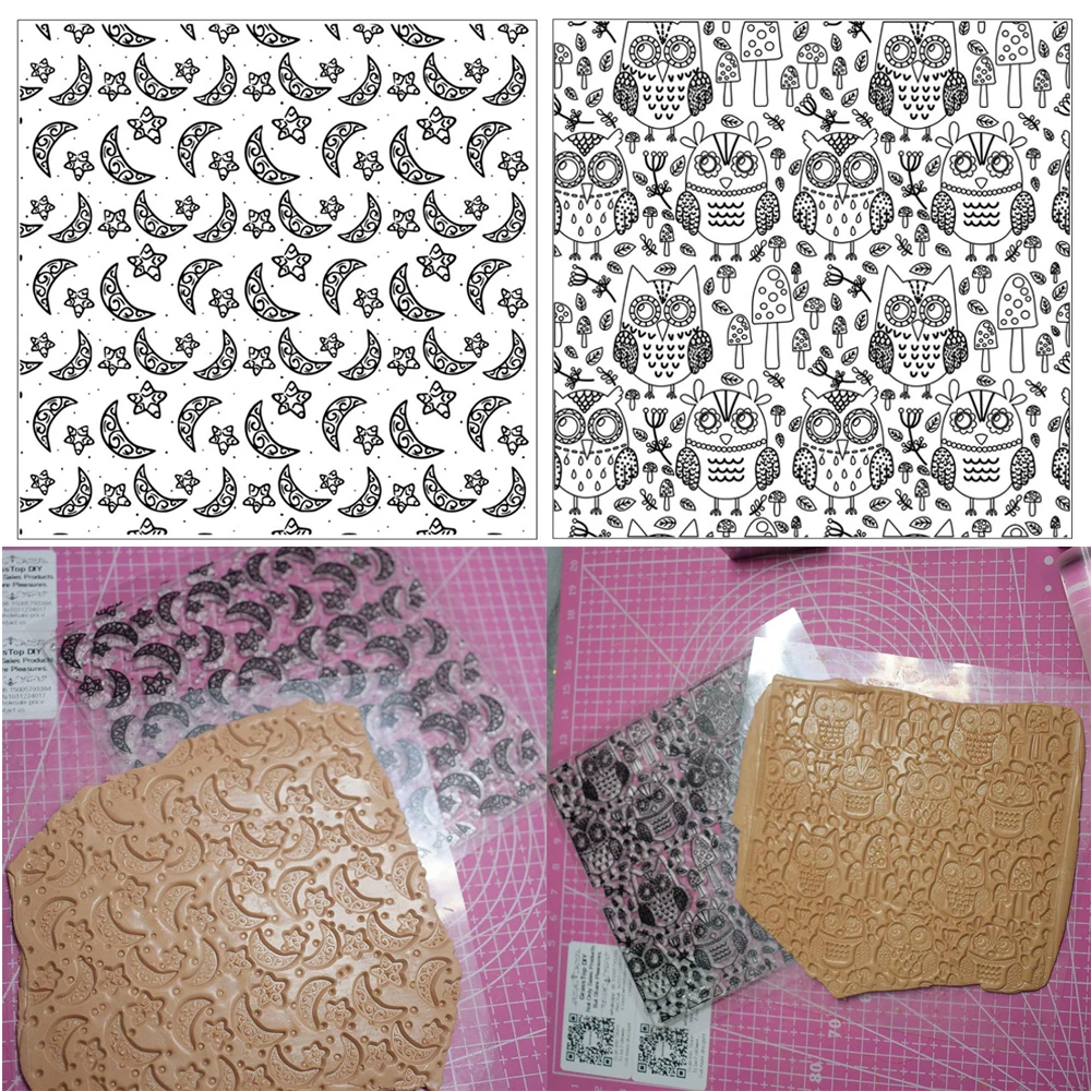 フクロウ柄ポリマークレイスタンプシート陶器テクスチャモデリングプレスエンボスマット印象のためのジュエリー作成ツール Aliexpress ホーム ガーデン