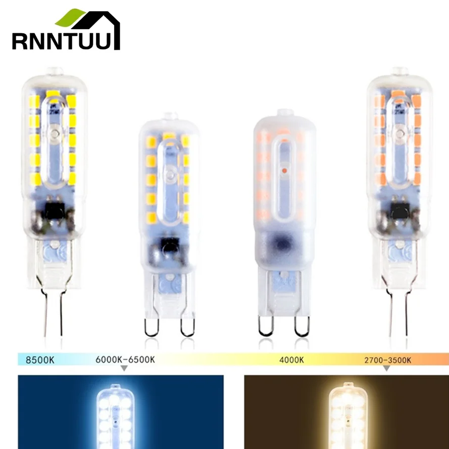 Светодиодная лампа RnnTuu, 3 Вт, 5 Вт, G4, G9, 220 В переменного тока, 14/22 шт., светодиодная лампа SMD2835, точесветильник светильник, люстра, сменсветильник галогенная лампа светодиодная лампа g4 g9 ac dc 12 в 220 в smd2835 ссветильник лампа для люстры 20 вт 30 вт теплсветильник свет холодный свет затемнение галогенная лам