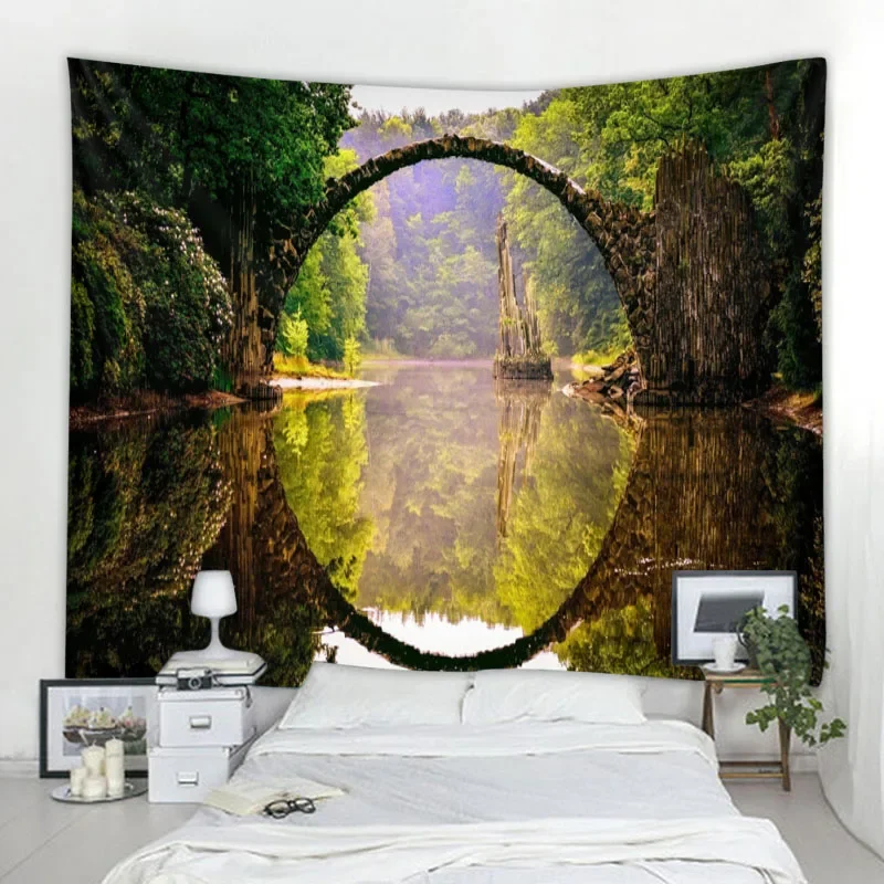 

Beautiful Lake Landscape Hippie Wall Hanging Bohemian Tapestry Mandala Wall Art Home Decoration Tapestry