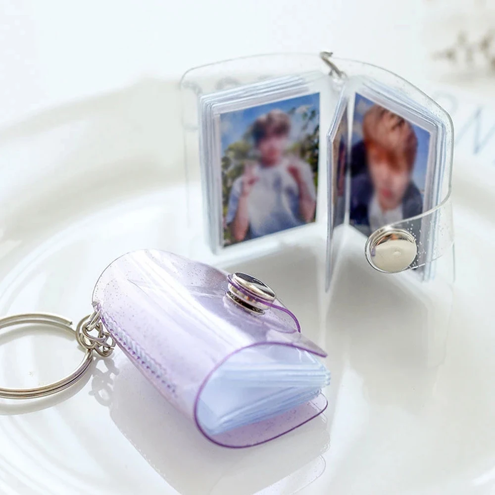 Jelly Color High quality Card Stock 1 Inch 16 Pockets Mini Photo Album Binders Albums Photo Card Holder Photos Holder Keychain