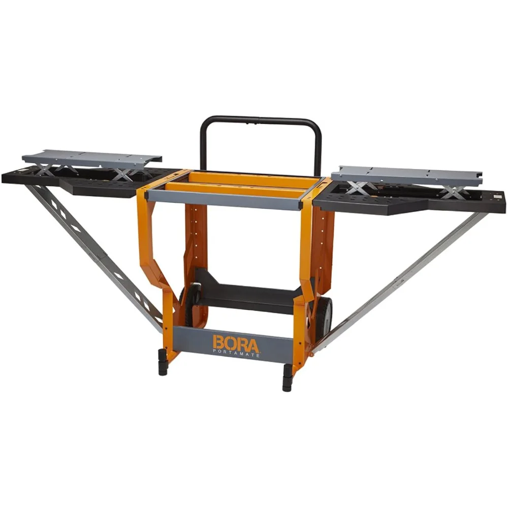 

Bora Portamate - PM-8000 Miter Saw Stand Work Station | Mobile Rolling Table Top Workbench | Orange & Grey with Folding Wing