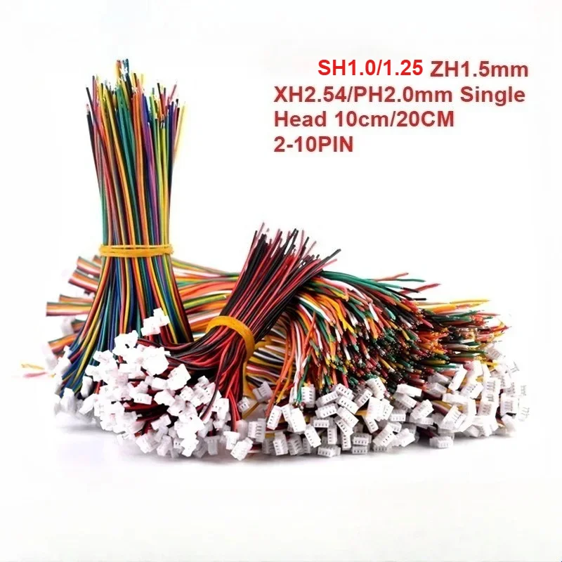 10 Stück SH1.0/1.25 ZH1.5mm XH2.54/PH2.0mm Einzelkopf-Stecker 2P/3/4/5/6/7/8/9/10-polig mit 10cm 20cm Kabel