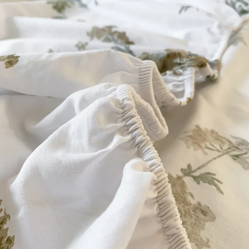 Pure Cotton Printing Fitted Sheet Luxury Mattress Cover Double Queen Size Elastic Band Bed Sheet 160x200 180X200 Fit Sheet 6