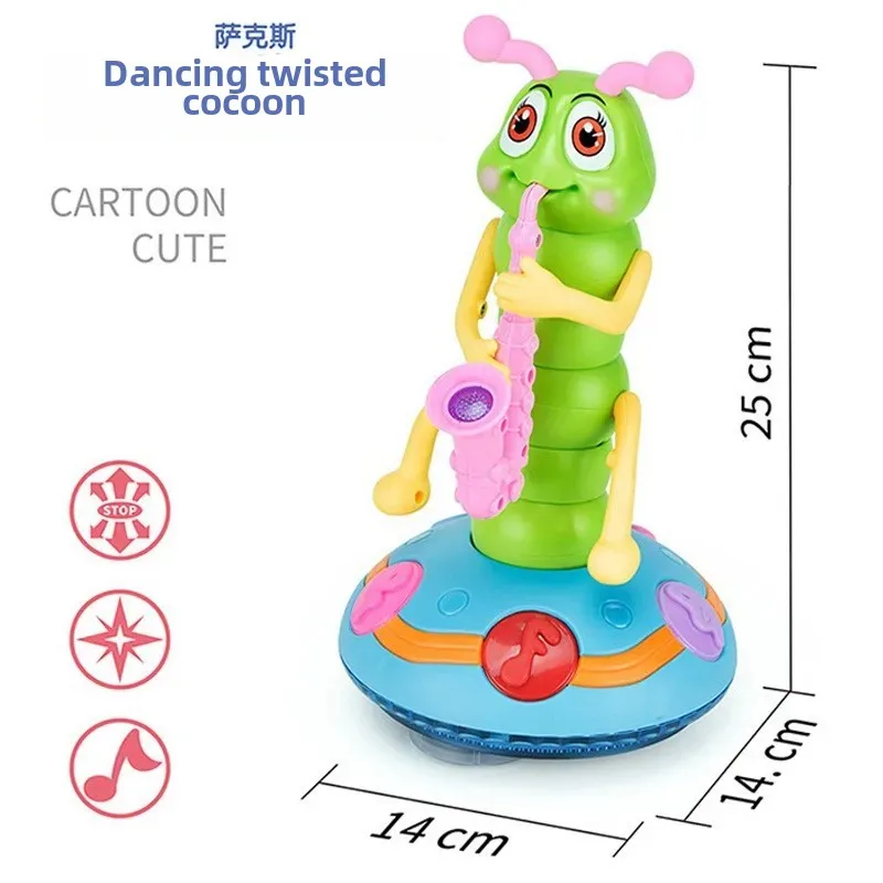 Electric Dancing Caterpillar Toy Children's Street Stall Toys Musical Twisted Bug Hot Sale Of The Season Hot Sale Cross-Border T