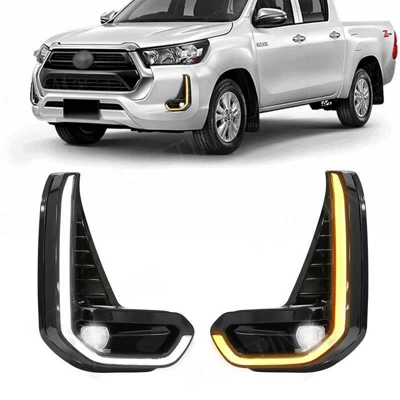 For Toyota Hilux Revo 2020 2021 Led Drl Fog Lamp Daytime Running Light Day Bumper Driving Waterproof Turn Signal Wires - Running Lights - AliExpress