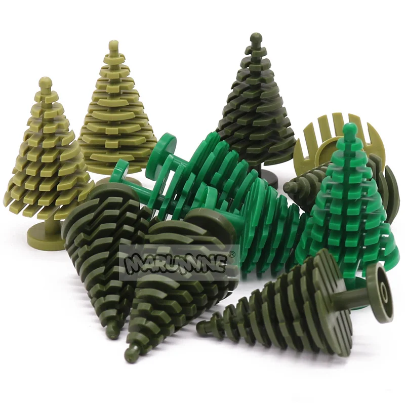 MARUMINE 30/50PCS Spruce Tree Compatible 3471 2435 MOC Building Blocks Accessories Garden Flower Plant Christmas Bricks Parts 3