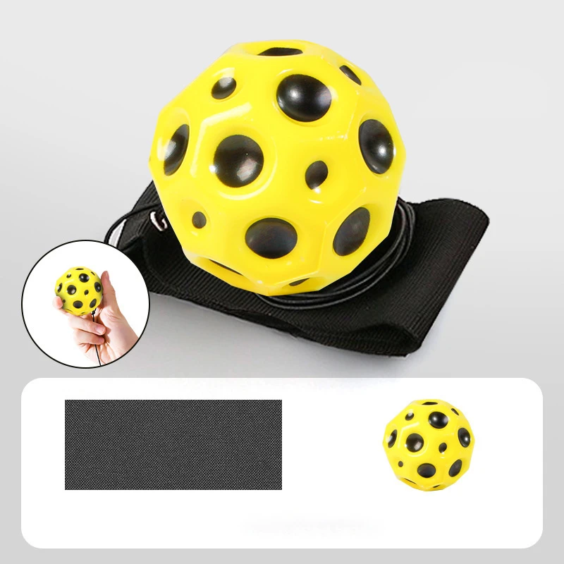 PU High Elastic Moon Rock Stress Relief Ball with Elastic Cord Rebound Wrist Throw Ball for Kids Hand Toss and Return Toy stress relief ball