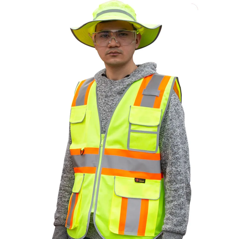 Safety Vest Reflective with Pockets and Zipper For Construction Work Gear PPE High Visibility Work vest reflective vest,safety vest,high visibility vest