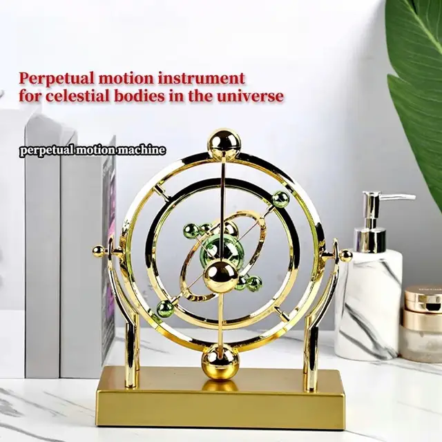 Péndulo De Movimiento Perpetuo Orbital Dorado – Arte Cinético De Metal Y Plástico, Decoración De Escritorio Para Relajarse