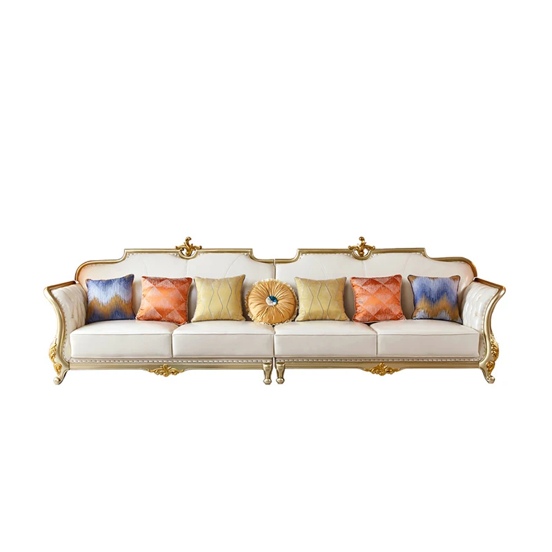 

American Light Luxury Genuine Leather Solid Wood Size Luxury 123 Combination Corner Straight Row