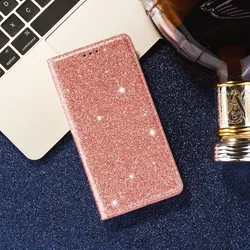 Elegant Glitter Wallet Flip Case with Magnetic Closure and Suction Feature - iPhone SE 2025 (Rose gold)