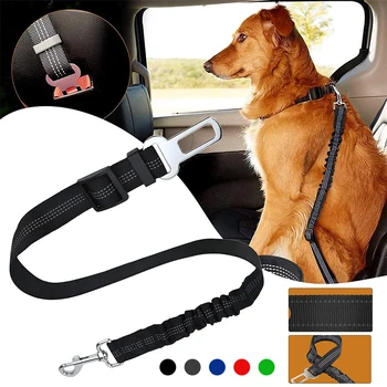 Adjustable Dog Car Safety Belt Elastic Nylon Seat Belt Anti-Shock Harness Lead Restraint Seatbelt Pet Cat Dog Safety Supplies