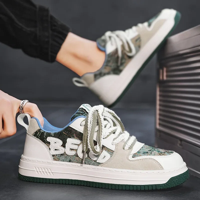 

Summer men's shoes with niche design sense trendy low-top sports board shoes leather breathable fashion student casual shoes