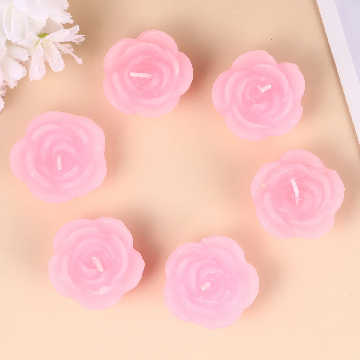 

12pcs Pool Lights Pink Rose-Shaped Candles Floating Flower Home Decor for Wedding Party Bedroom