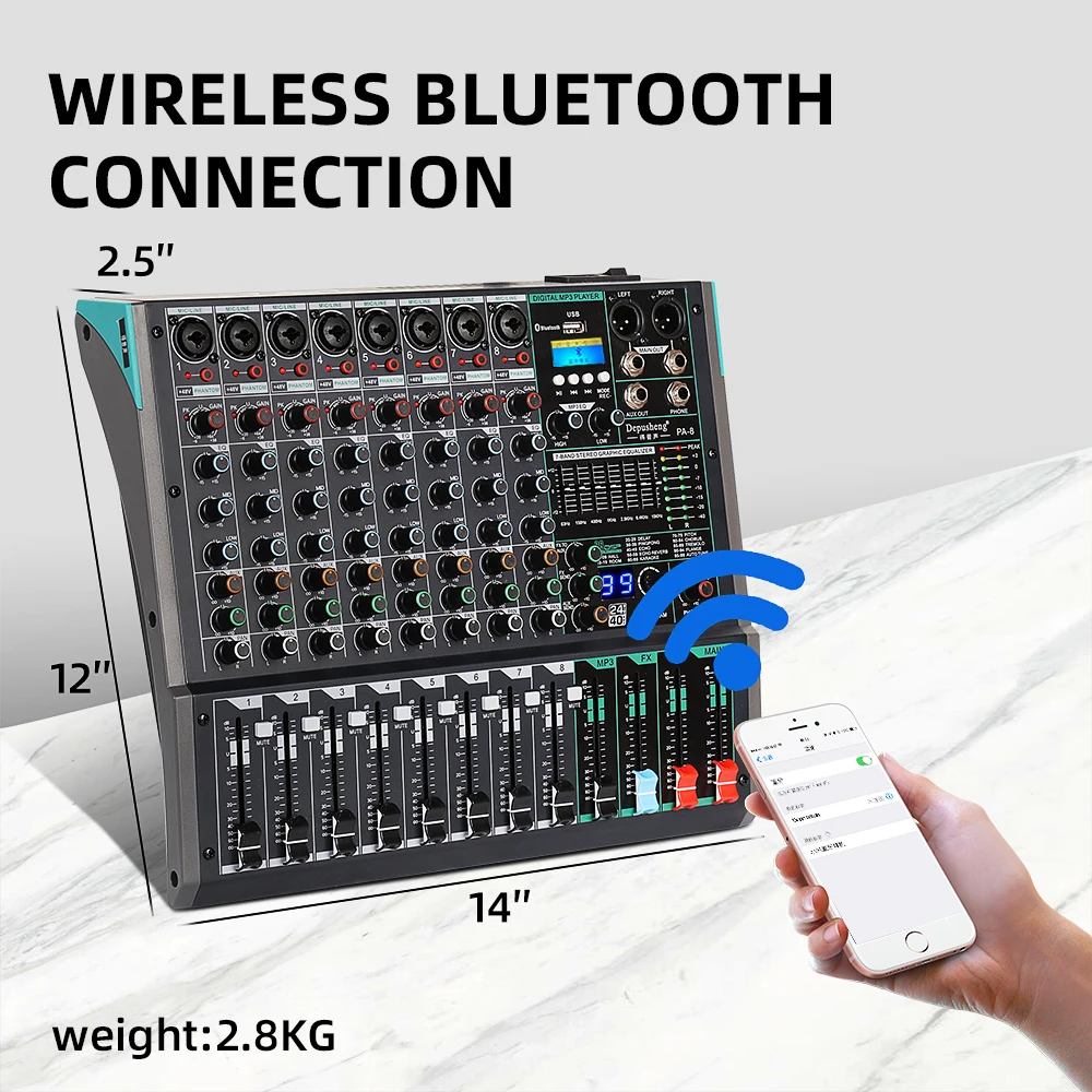 Audio Console Mixer USB Interface Connection 256 Dsp 8 Channels Digital Professional Audio Mixer Console For Stage