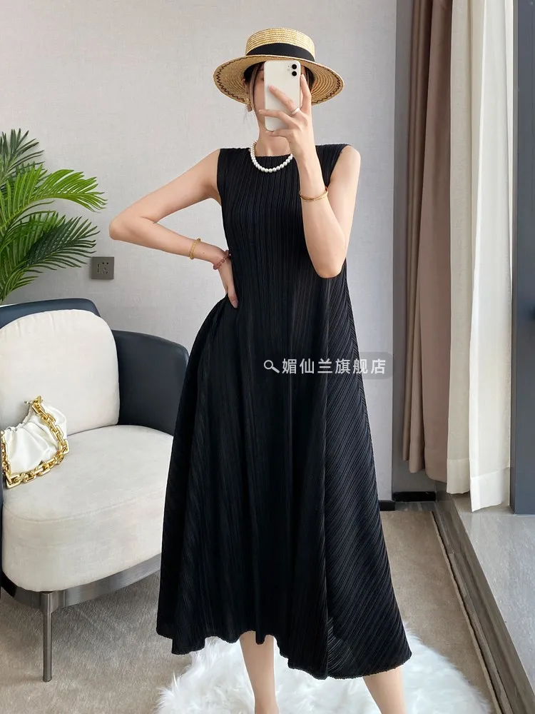 

Женское плиссированное платье миаке без рукавов, Новинка лета 2023, длинная юбка в складку, элегантные официальные платья