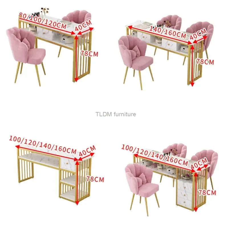 모던 다리미 네일 테이블 및 의자 세트, 크리에이티브 홈 침실 메이크업 테이블, 간단한 미용실 전문 네일 매니큐어 테이블