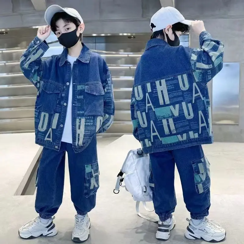 Boys' Sets Denim Jacket Jeans Two-piece Suits Spring Autumn