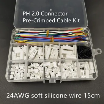 Sc306d614567f49bba04bad46a1e735b8k.jpg Kit de prise de connecteur PH 2.0mm avec fil en silicone souple pré-épilé, boîtier 2/3/4/5/6/7/8/9/10 broches, câble adaptateur JST mâle femelle