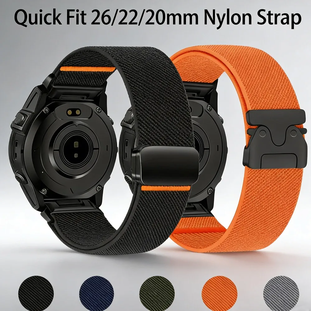 Premium Quick Fit Nylon Strap, available in 26/22/20mm sizes, featuring enhanced comfort and durability.