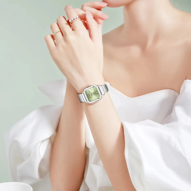 Dom brand Goddess Watch quartz watch Fashion Light luxury steel belt waterproof watch green Simple G-1721D-3M