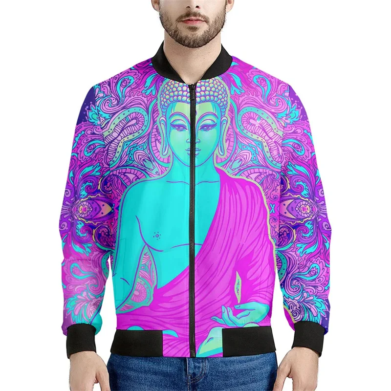 thumbnail image 1 of Chaqueta con estampado 3D de Buda y mandala para hombre y mujer, chaqueta con cremallera, informal, para la calle, para primavera y otoño, 1 of 5