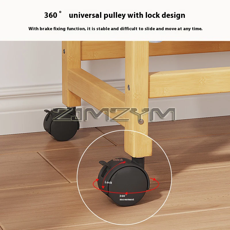 Movable Pants Rack Beech Pants Hanger Multi-Functional Clothes Rack With Rotating Wheels Mobile Hook Shelves For Bedroom Storage